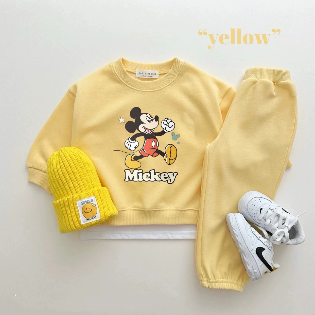 Trajes amarillos para niños y niñas, disfraz de otoño de Disney, trajes de manga larga con estampado de dibujos animados, sudaderas y pantalones de dibujos animados, conjunto de 2 piezas - imagen 5