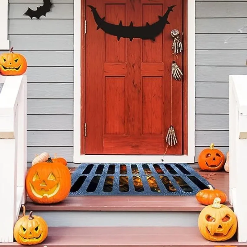 Alfombra de terror con cubierta de alcantarilla 3D para Halloween, alfombra de Halloween, trampa de payaso, felpudo de visión, cocina, baño, dormitorio, alfombrillas decorativas - imagen 3