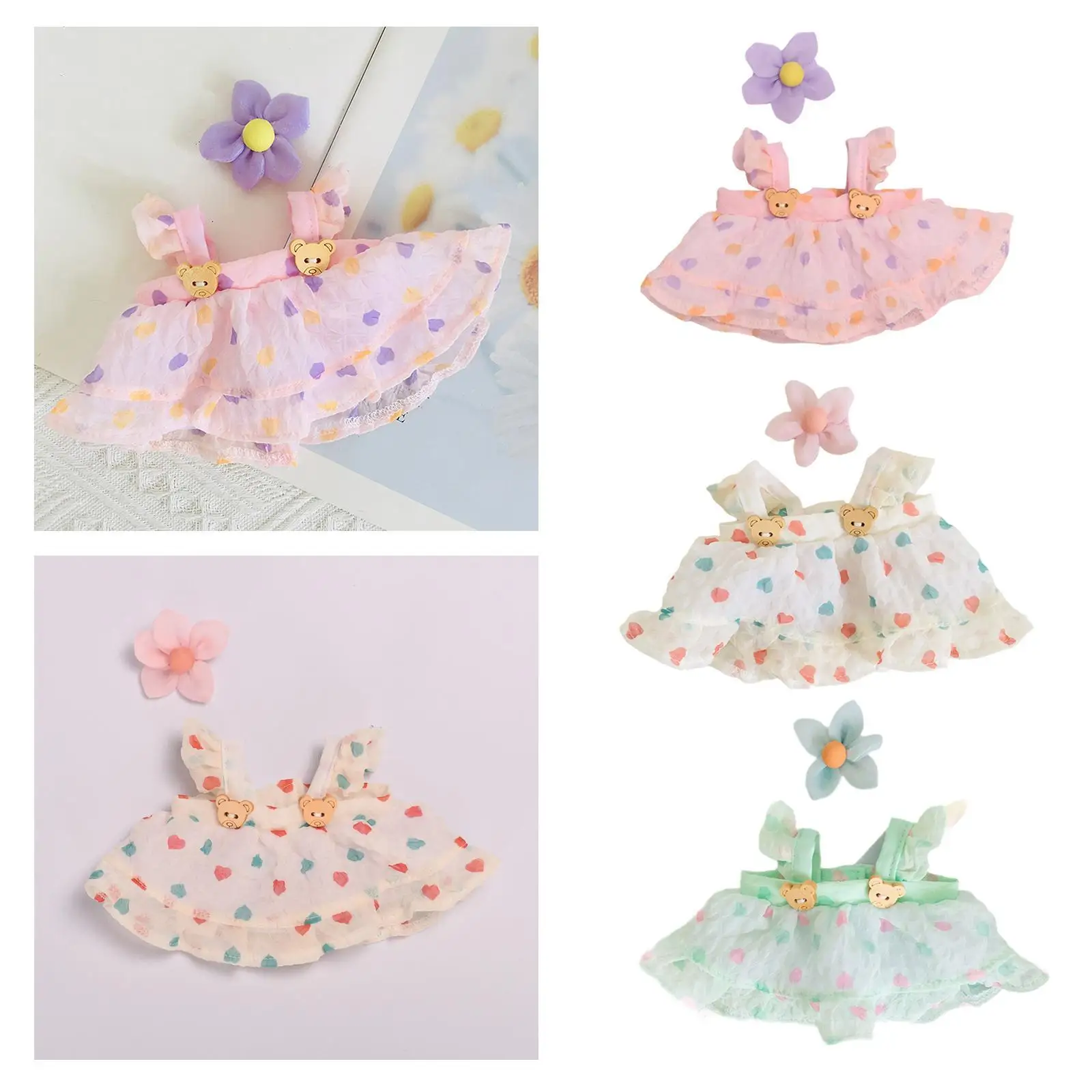 2Pcs Dolls Princess Dress with Flower Hairpin Accessory for 20cm Dolls Thanksgiving Gifts, New Year gifts