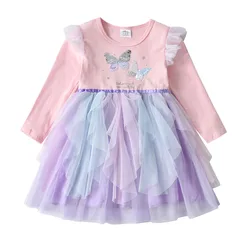 DXTON Vestido de princesa con lentejuelas para niñas otoño