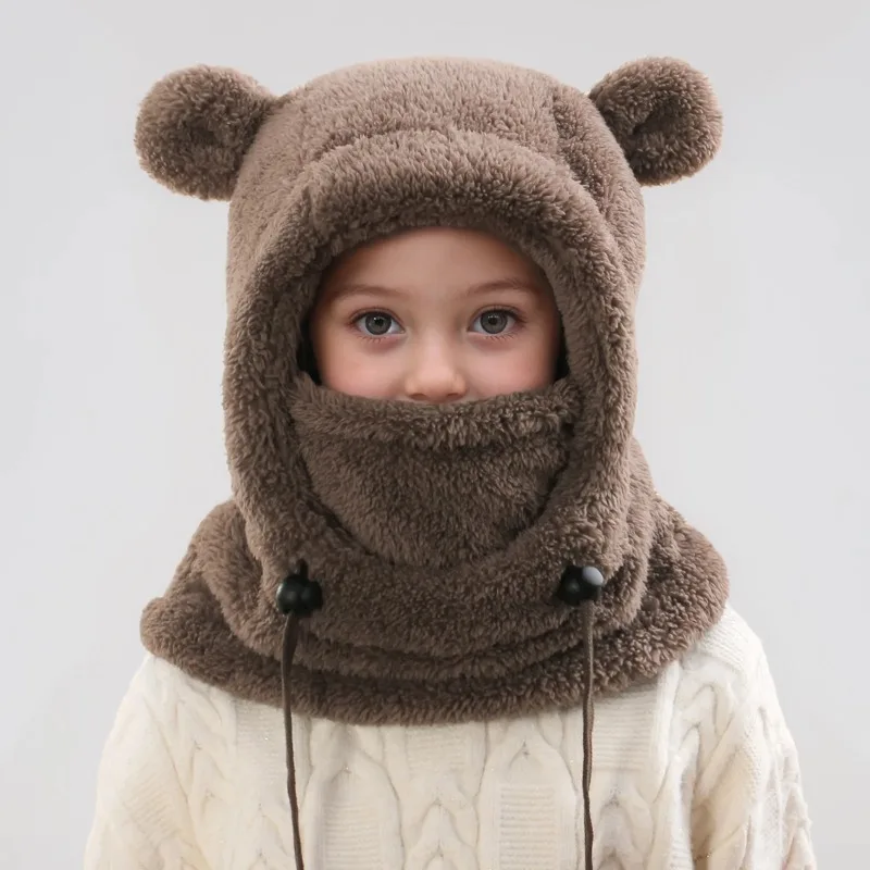 Gorro infantil de peluche con orejas de oso – Térmico antiviento - imagen 2