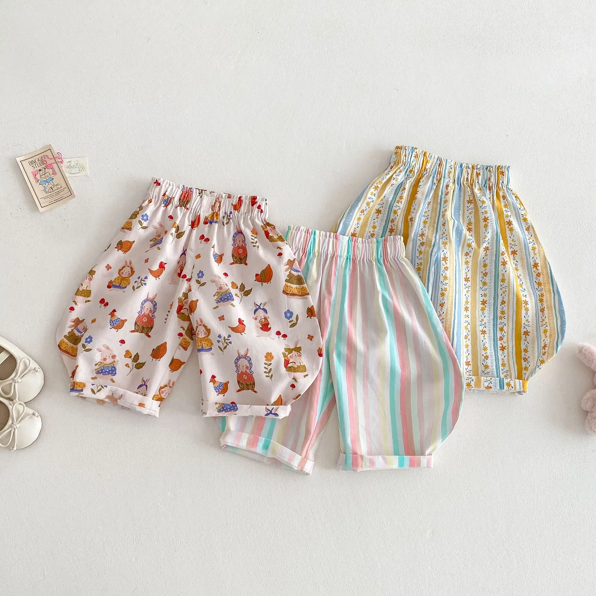 Pantalones finos de verano para niños, pantalones hasta el tobillo repelentes de mosquitos para niñas, pantalones casuales a rayas y florales para bebés y niños - imagen 4