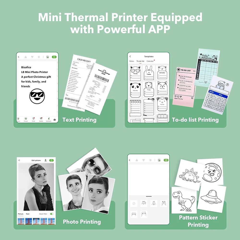 Impresora portátil Mini impresoras térmicas Bluetooth inalámbricas de bolsillo para Android iOS Smartphone BT impresión sin tinta regalo para niños - imagen 5