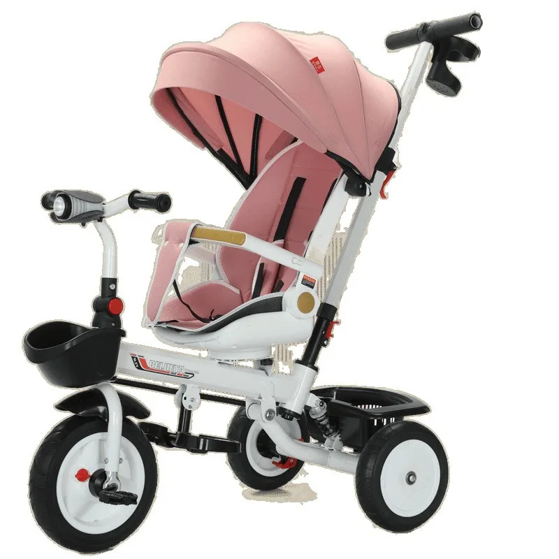 Triciclo para niños que puede sentarse, tumbarse, cochecito multifunción plegable - imagen 5