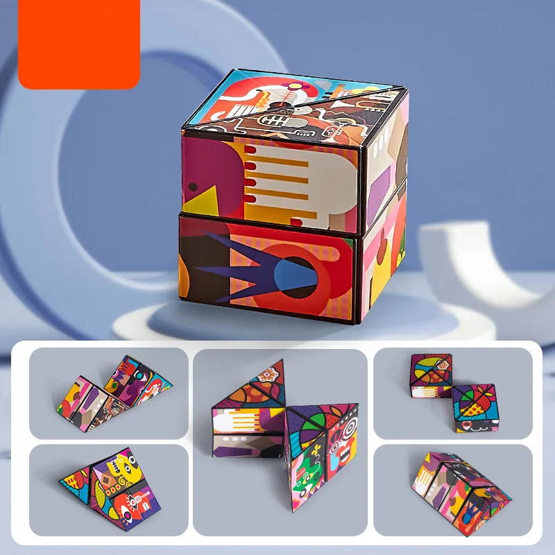 Cubo magnético geométrico tridimensional infantil – Juguete antiestrés - imagen 4