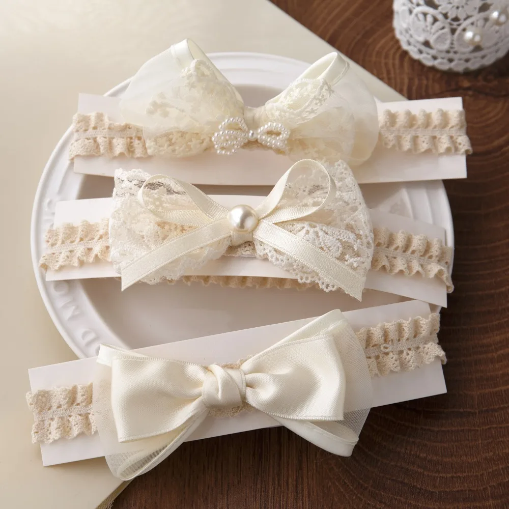 Diadema de estilo coreano para bebé, diademas con lazo de encaje para niña, luna llena, accesorios bonitos para el cabello de princesa de cien días y un año