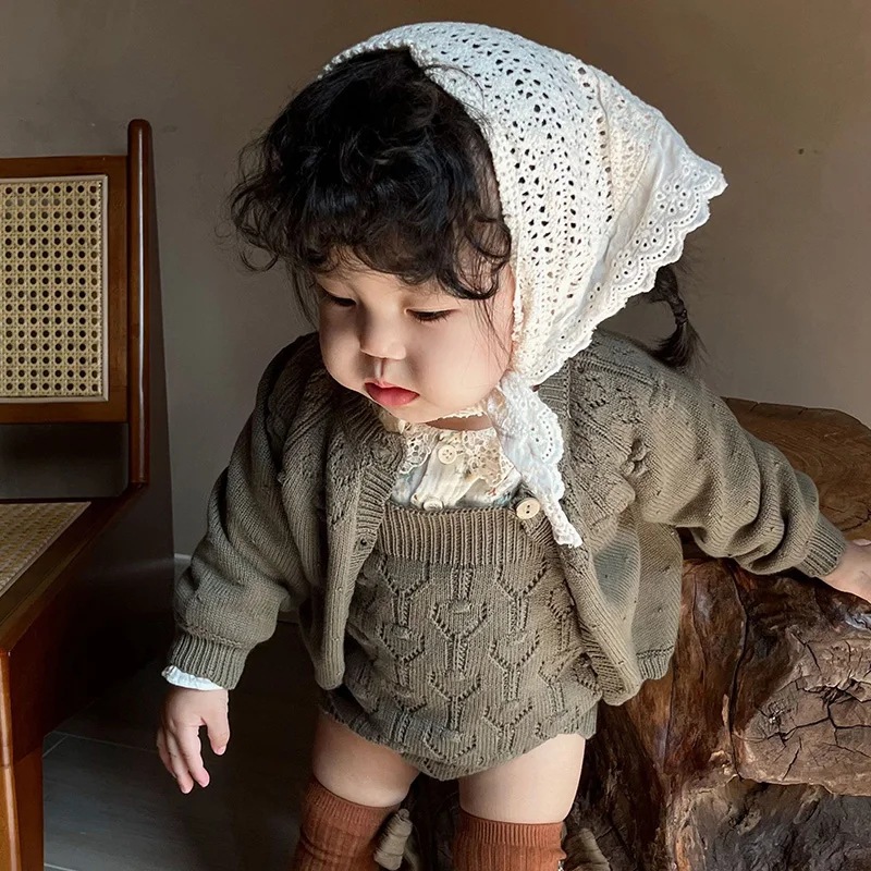 Milangel-Conjunto de ropa de bebé para niña, suéteres de graduación, mono de punto, traje para niña