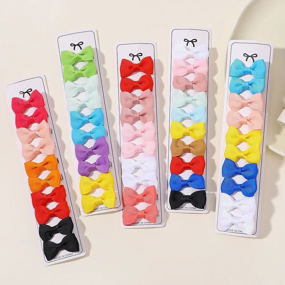 10 unids/set 1,5 "lazos para niños pinzas para el cabello de cocodrilo para niñas Boutique hecho a mano pequeño lazo cinta de grogrén accesorios para el cabello