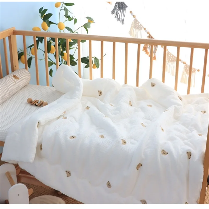 Edredón acolchado de muselina de algodón bordado con árbol de estrellas para bebé, edredón térmico para recién nacido, manta para cuna infantil con relleno, edredón esponjoso - imagen 5