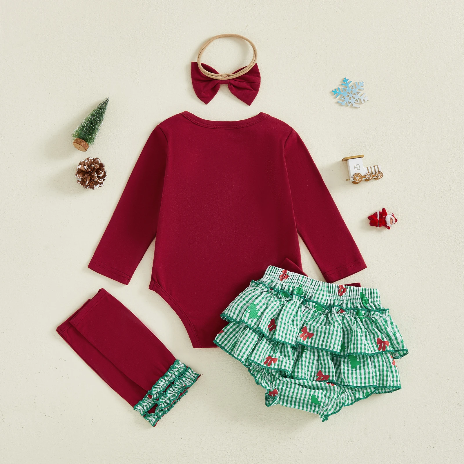 Traje de Navidad para bebé niña con pelele bordado y volantes - imagen 4