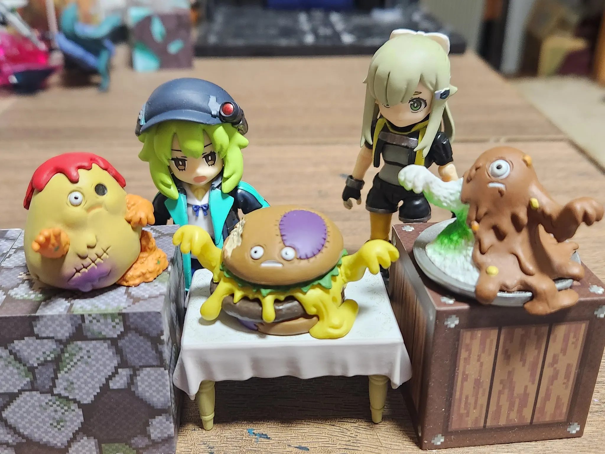 Juguetes de cápsula Yell, divertido arroz curry, helado, pastel de hamburguesa, dulces, tortilla, sabor a arroz, figuras de gashapon de zombies de cocina - imagen 5