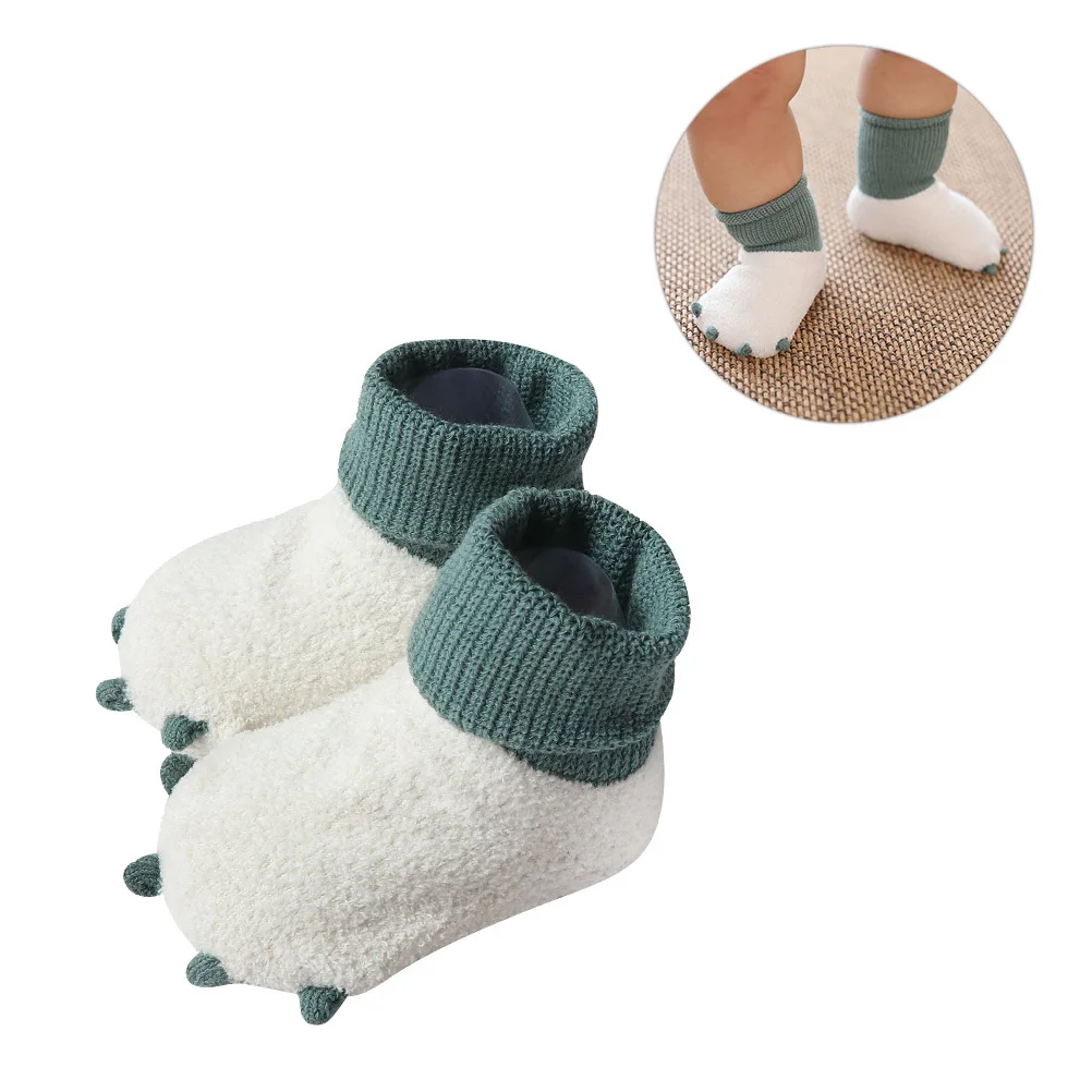 1 par de calcetines cálidos de invierno para bebé, suaves, cómodos, antideslizantes, para uso infantil, talla blanca L, medias gruesas de 11cm, zapatos de invierno para bebé - imagen 2