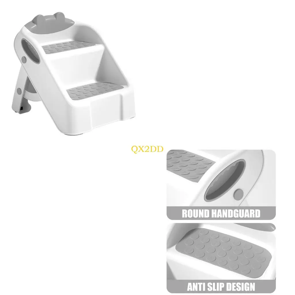 Taburete paso QX2D Taburete escalón pasos Plegables Tabures escalera para bebés Ayudante Anti slip 2 pasos para