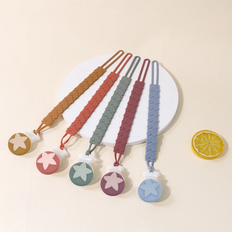 Mordedor para bebé, cadena anticaída de silicona, cadena de chupete integrada, grado alimenticio para bebé, se puede hervir, cadena anticaída para madres e hijos - imagen 2