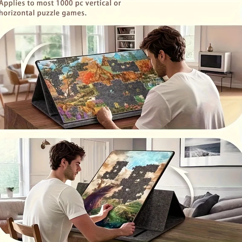 Tablero de rompecabezas inclinable con soporte y cubierta protectora y 6 almacenamientos, mesa de rompecabezas portátil con capacidad para 1000 piezas DIY, regalos de rompecabezas - imagen 3