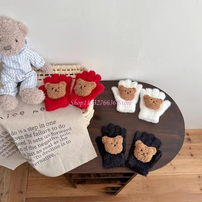 Manoplas de invierno para niños con diseño oso – Suaves y cálidas - imagen 3