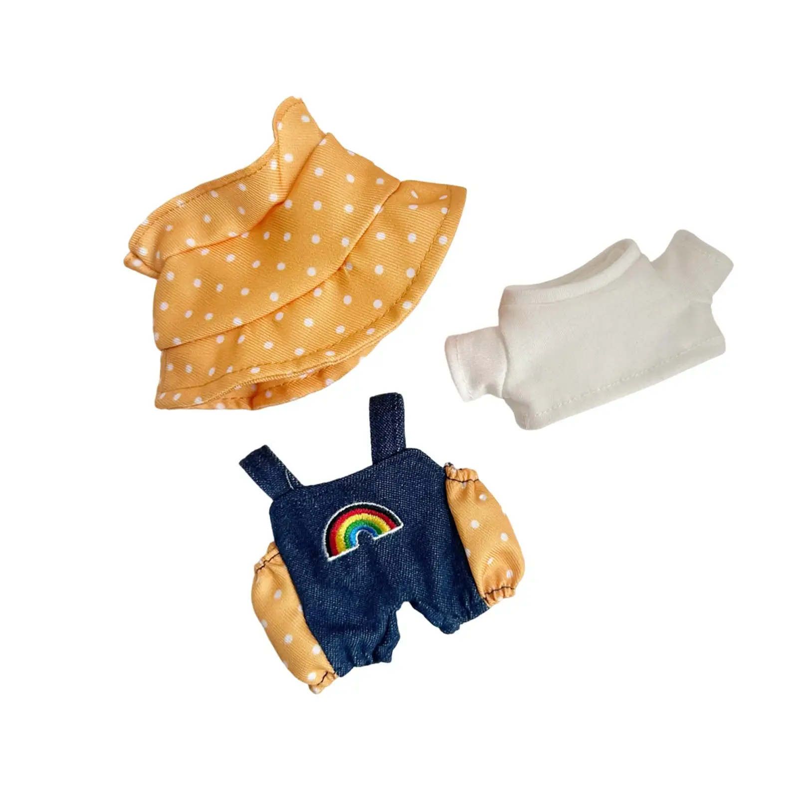 Plush Doll Clothes Suit Outfit DIY Clothing for Kids Educational Fashion Suspender T Shirt and Hat Costumes for 6.69inch Doll