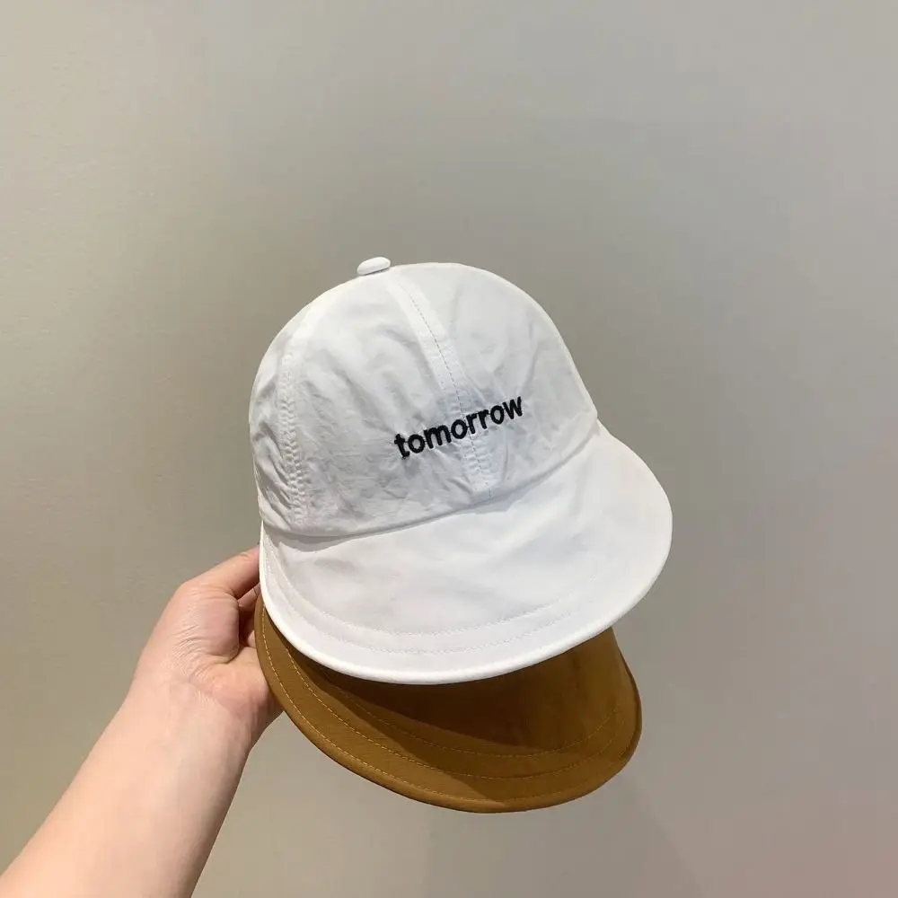 Sombrero de cubo para bebé de algodón a la moda, gorra con visera ajustable de ala ancha, Bordado de letras, sombrero con visera para el sol, verano - imagen 5