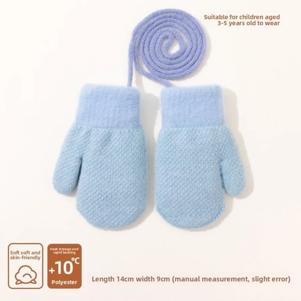 New Warm Gloves Knitted Hanging Neck Skiing Gloves Full Finger Thick Windproof Cold Proof Gloves