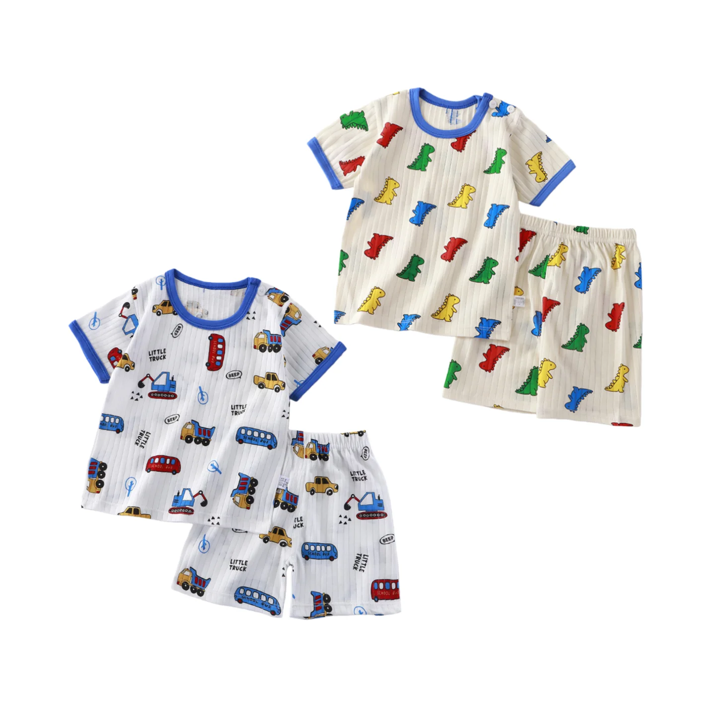 Somenie 2 conjuntos de ropa corta de verano para niñas, camiseta infantil de algodón con flores y pantalones cortos, pijamas de 2 piezas 12M-24M-3Y-5YN -8Y, ropa de casa - imagen 4
