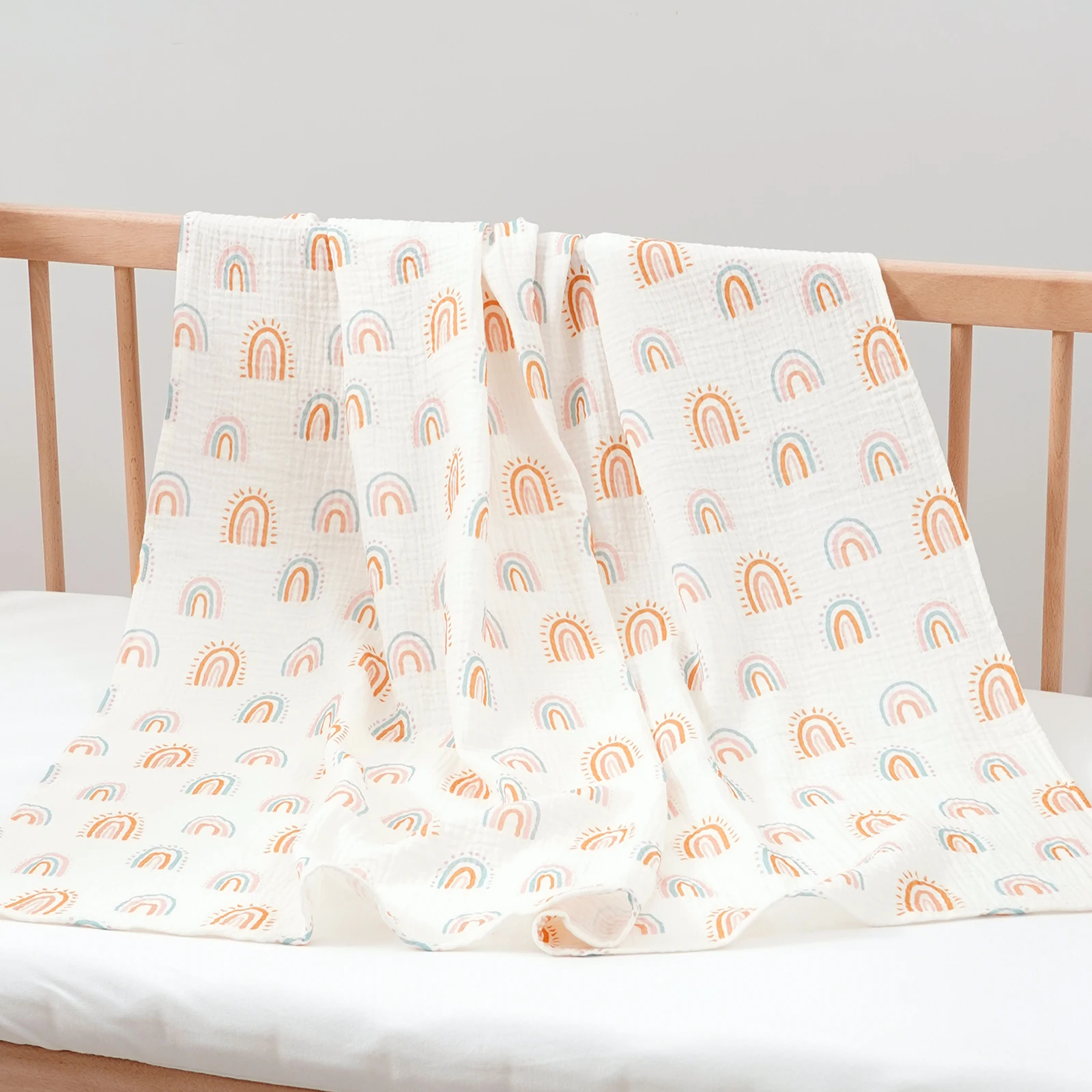 Elinfant 4 Uds. Mantas 100% de algodón para bebé, manta suave y acogedora, mantas receptoras para recién nacidos, ropa de cama, elementos esenciales para guardería - imagen 3