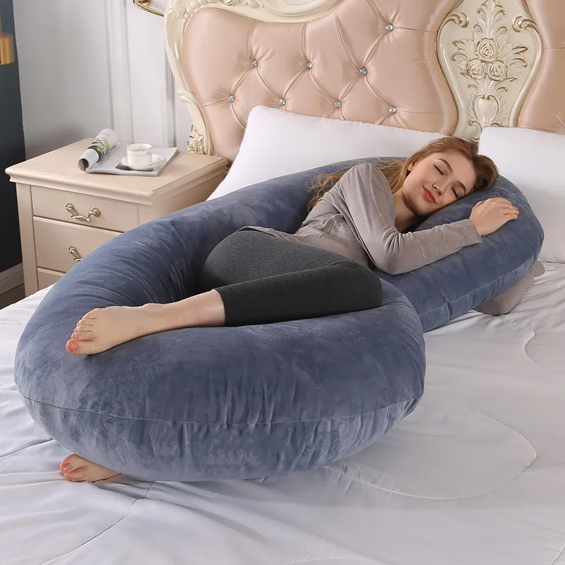 Almohada de embarazo gris forma C