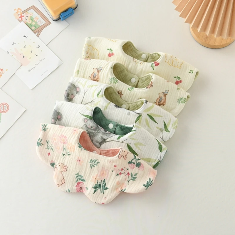 Baberos de gasa de algodón de doble cara para bebé, paño giratorio de 360 grados con dibujos de animales, paños para eructar, toalla para Saliva recién nacido, 1 ud. - imagen 2