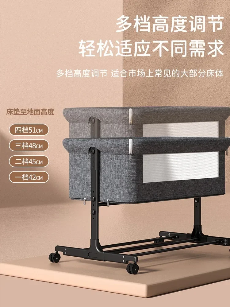 Cuna plegable portátil, cuna lateral, cama móvil para juegos de bebé, cama Bb, recién nacido, empalme Queen - imagen 4