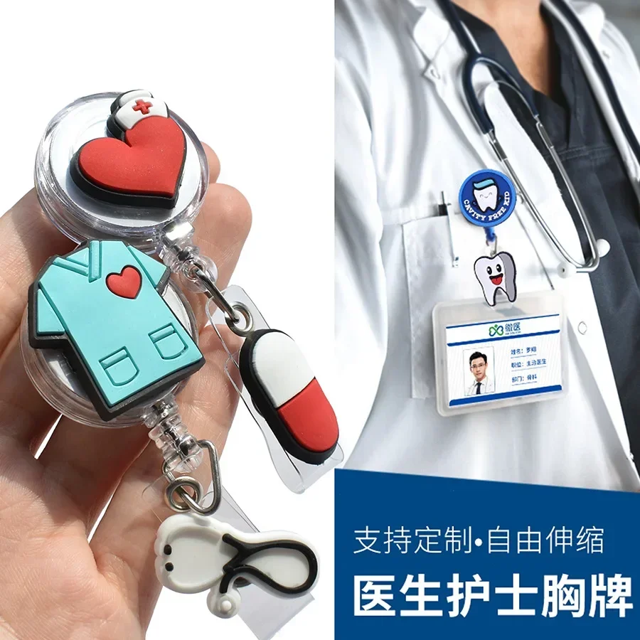 1 unidad de insignia retráctil estilo enfermera médica divertida, tarjetero, Tarjeta De Nombre de exposición, llavero retráctil, Porta Credencial - imagen 4