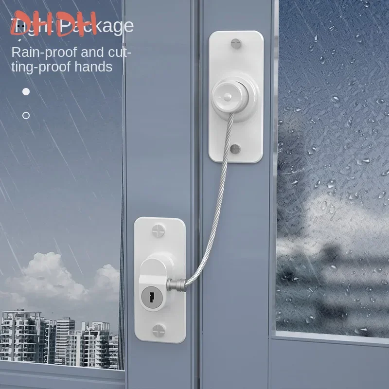 Bloqueo de seguridad para niños, bloqueo de ventana, rotación de 180 grados, Cable de acero inoxidable, tornillos de fijación, accesorios de seguridad, protección