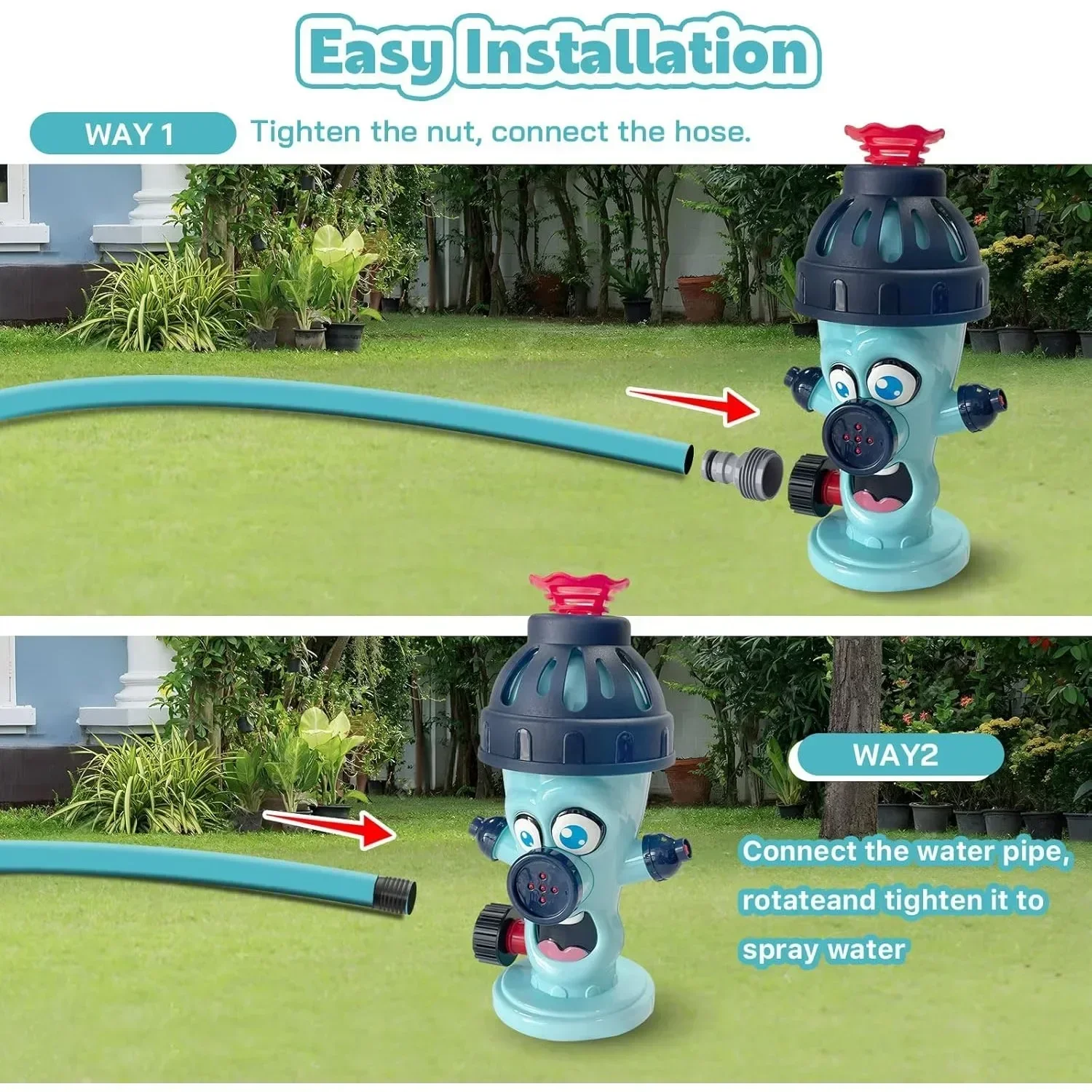 Juego de rociadores de agua 2 en 1 para niños, máquina de lanzamiento de béisbol, juguete de rociador de agua hidratante con 2 cabezales de rociador, 4 bolas - imagen 5