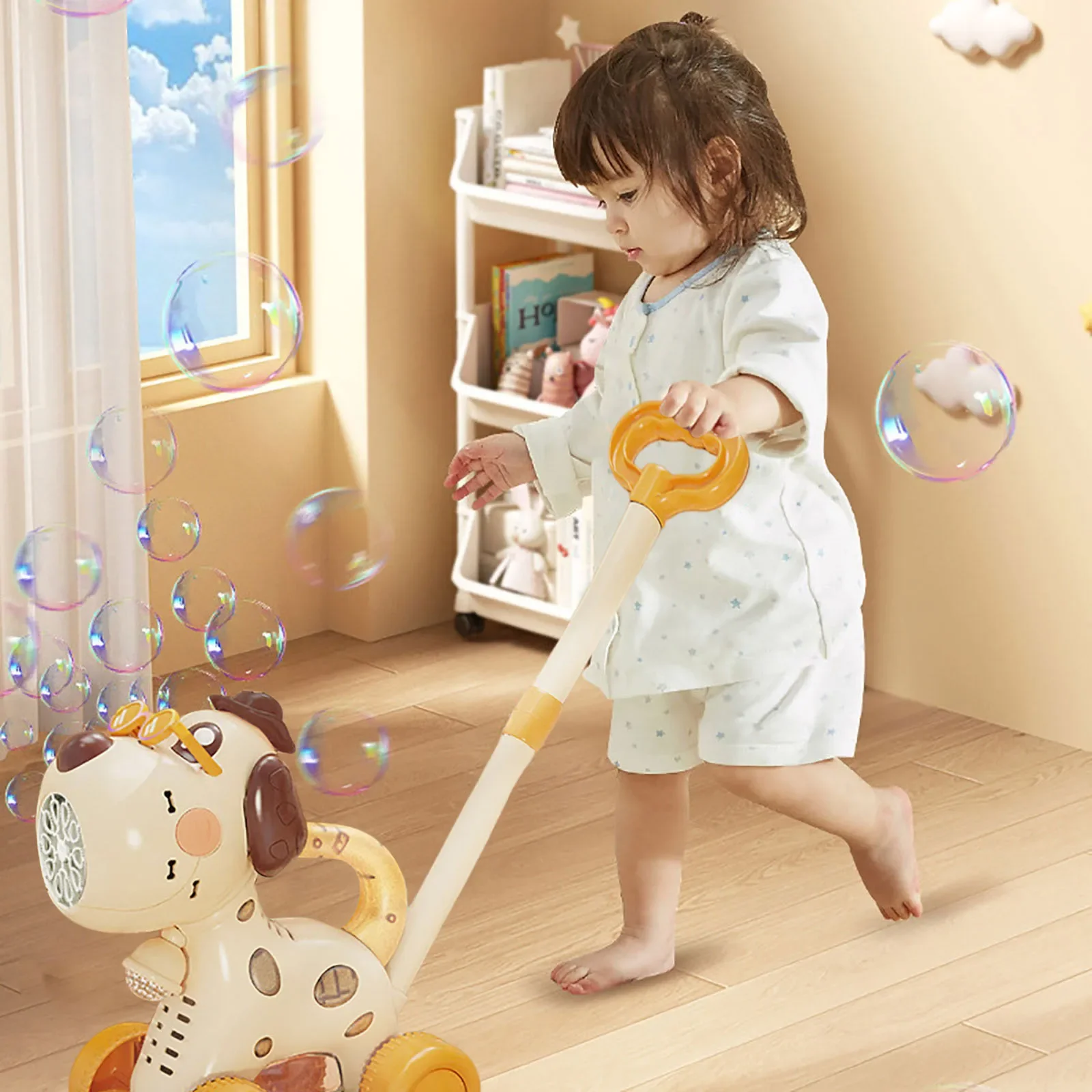 Andador de burbujas para perros, juguetes para exteriores, máquina sopladora de jabón automática de pompones con carrito de burbujas eléctrico ligero, regalos para niños - imagen 2