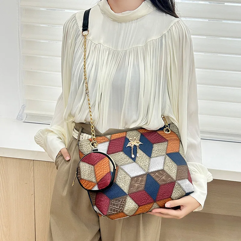 Bolsa de maternidad de dos piezas con estampado de diamantes - imagen 5
