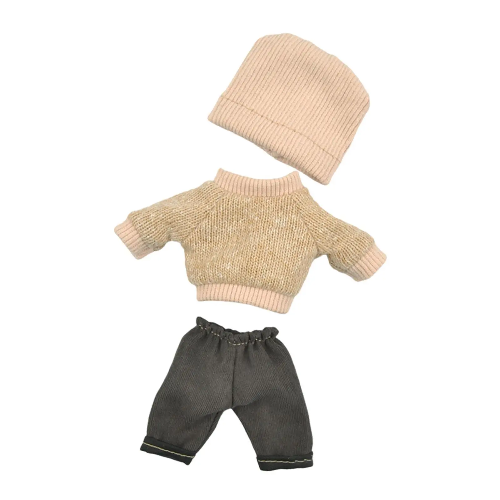 3Pcs Doll Clothes for 16cm Plush Doll Hoodie, Hat and Pants for Girl Dolls