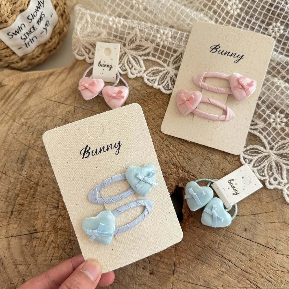 Clip BB de corazón de amor satinado para niñas pequeñas, pinzas para el cabello con forma de corazón de melocotón, diademas, cuerdas para el cabello de bebé, bandas de goma, sombreros para niños - imagen 2