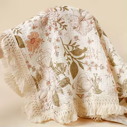Manta suave y transpirable para bebé, manta de algodón envolvente de 2 capas, cómoda toalla de baño estampada para recién nacidos, 80x65 cm