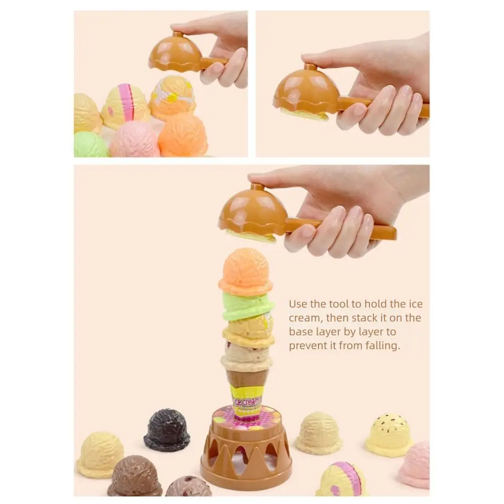 Juguete de helado apilable Multicolor, juego de cocina de coordinación mano-ojo de plástico, agarre de comunicación para padres e Unisex, desarrollo