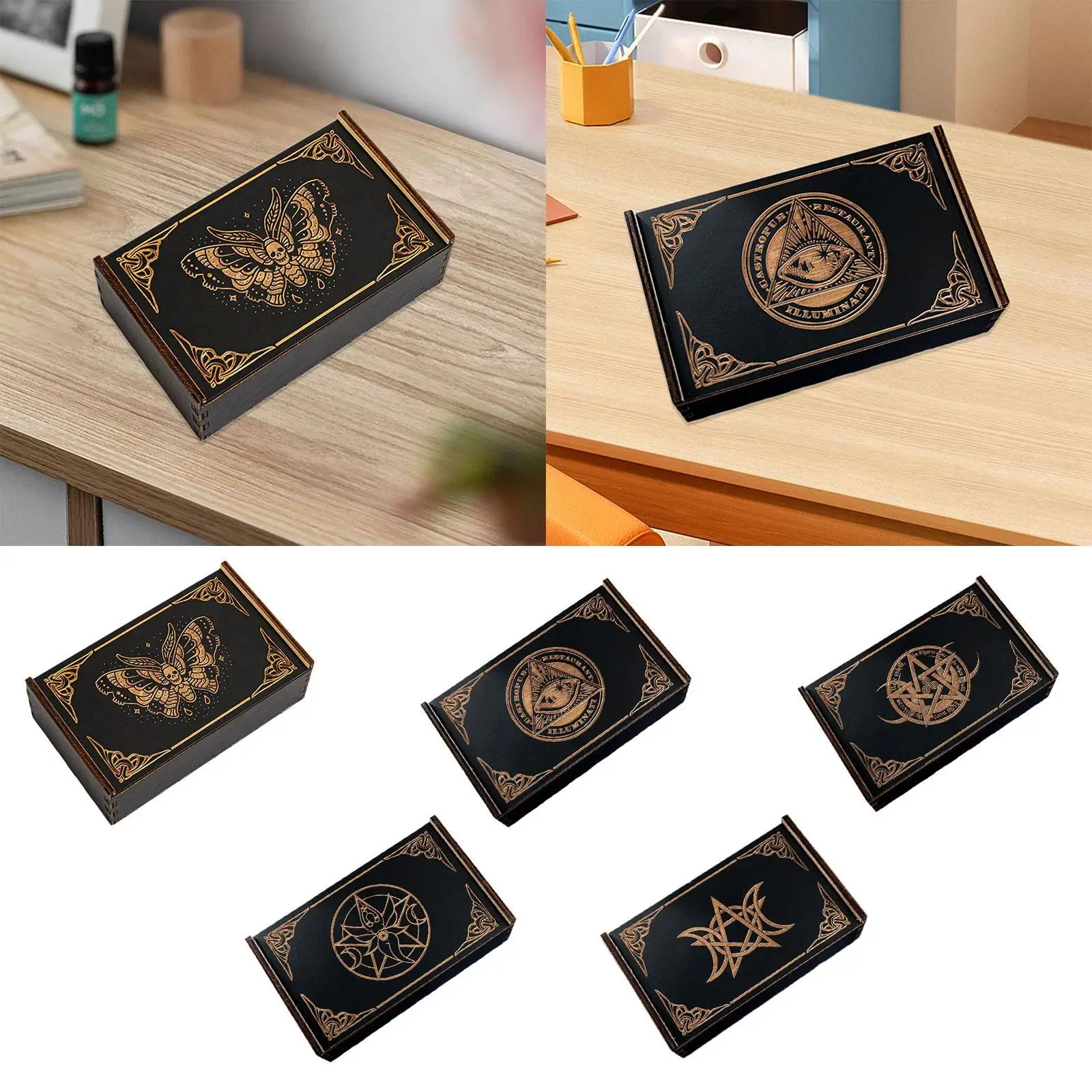 Wooden Tarot Box Card Holder Gift Collectible Decorative Game Cards Sliding Trinket Keepsake Box Card Organizer Tarot Card Case Wooden Tarot Box Card Holder Gift Collectible Decorative Game Cards Sliding Trinket Keepsake Box Card Organizer Tarot Card Case