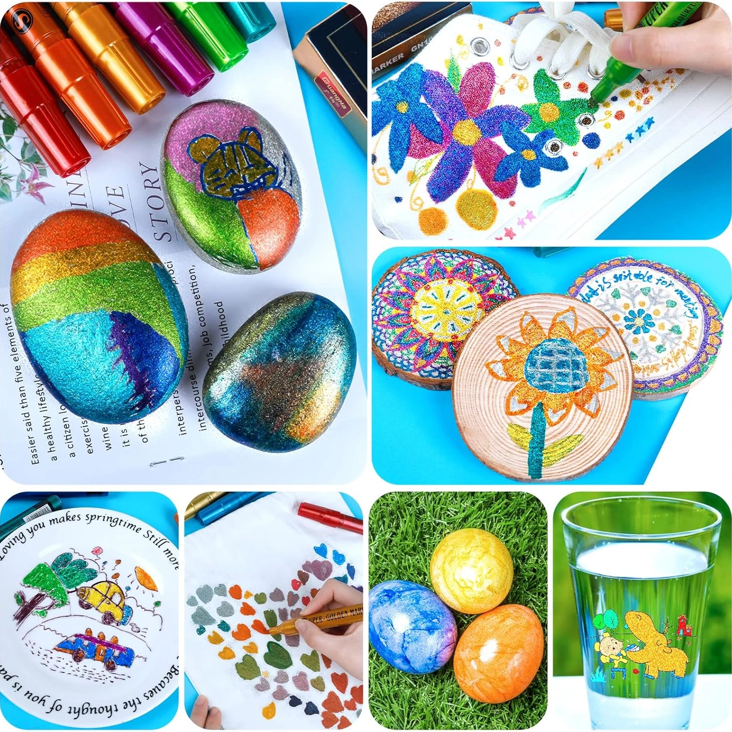 Rotuladores de pintura metálicos súper dorados, marcadores de brillo metálico brillante de 12/18 colores, bolígrafos de pintura acrílica para pintura rupestre, vidrio - imagen 4