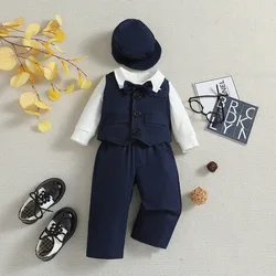 Conjunto bautizo niño con americana, chaleco y pantalón