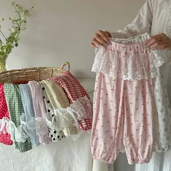 Pantalones anchos con encaje y lazo para niña – Elegantes y cómodos