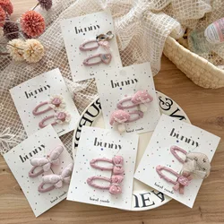 2 unids/bolsa Primavera Verano Rosa BB Clip niños Clip de pelo lindo seta conejo niñas Clips laterales para el cabello Kawaiii lindos accesorios para el cabello