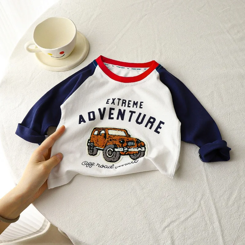 Camiseta manga larga de algodón para niños con estampado primaveral - imagen 4
