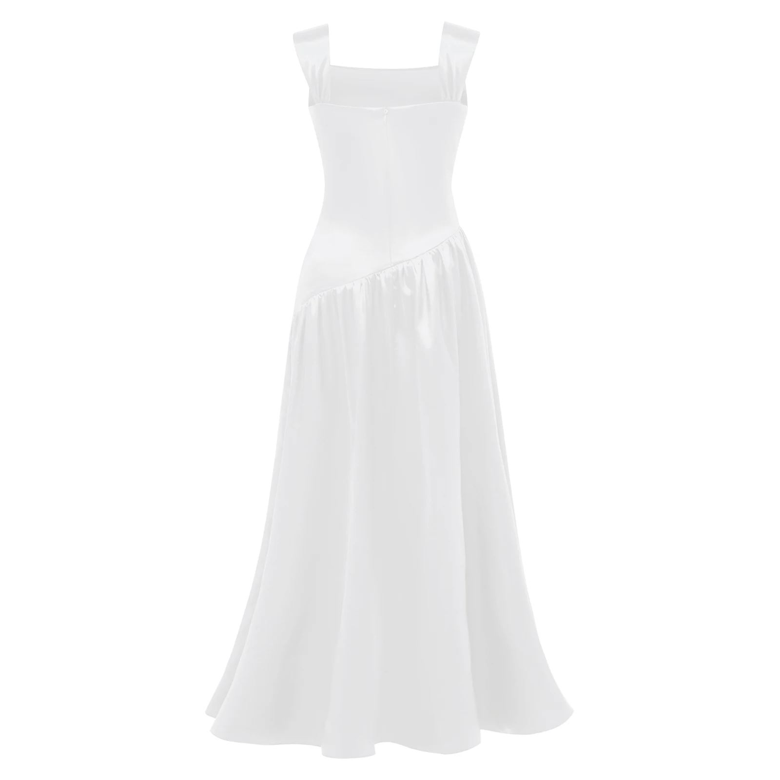 Vestido de fiesta satinado para niña – Cuello fruncido y corte en A - imagen 3