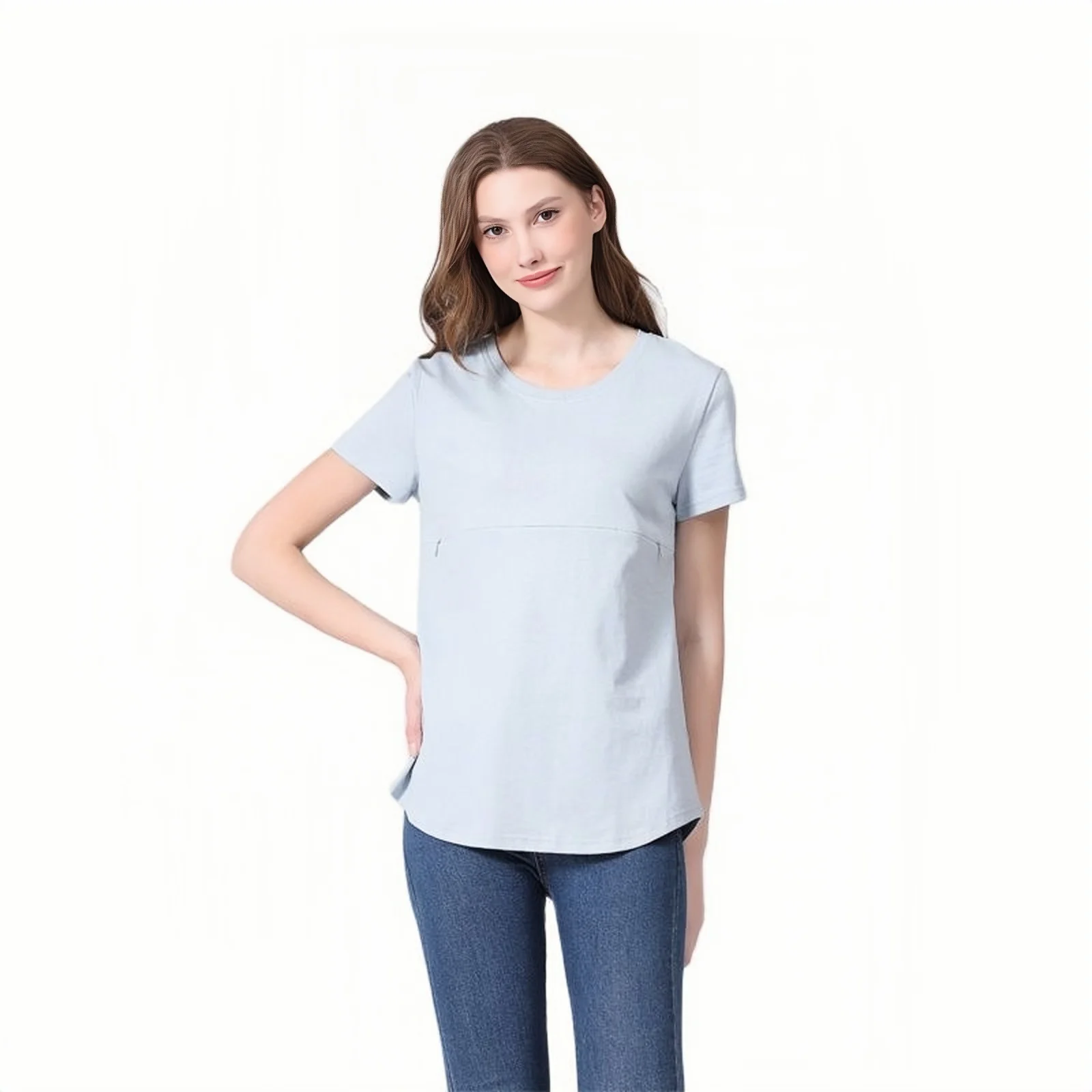 Emotion Moms ropa de lactancia para mujeres embarazadas, Top de maternidad con cremallera Invisible, talla grande, Verano - imagen 3