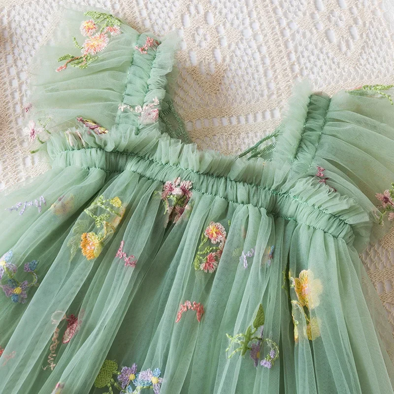 Vestido de princess con tul y bordado de mariposas para niña - imagen 5