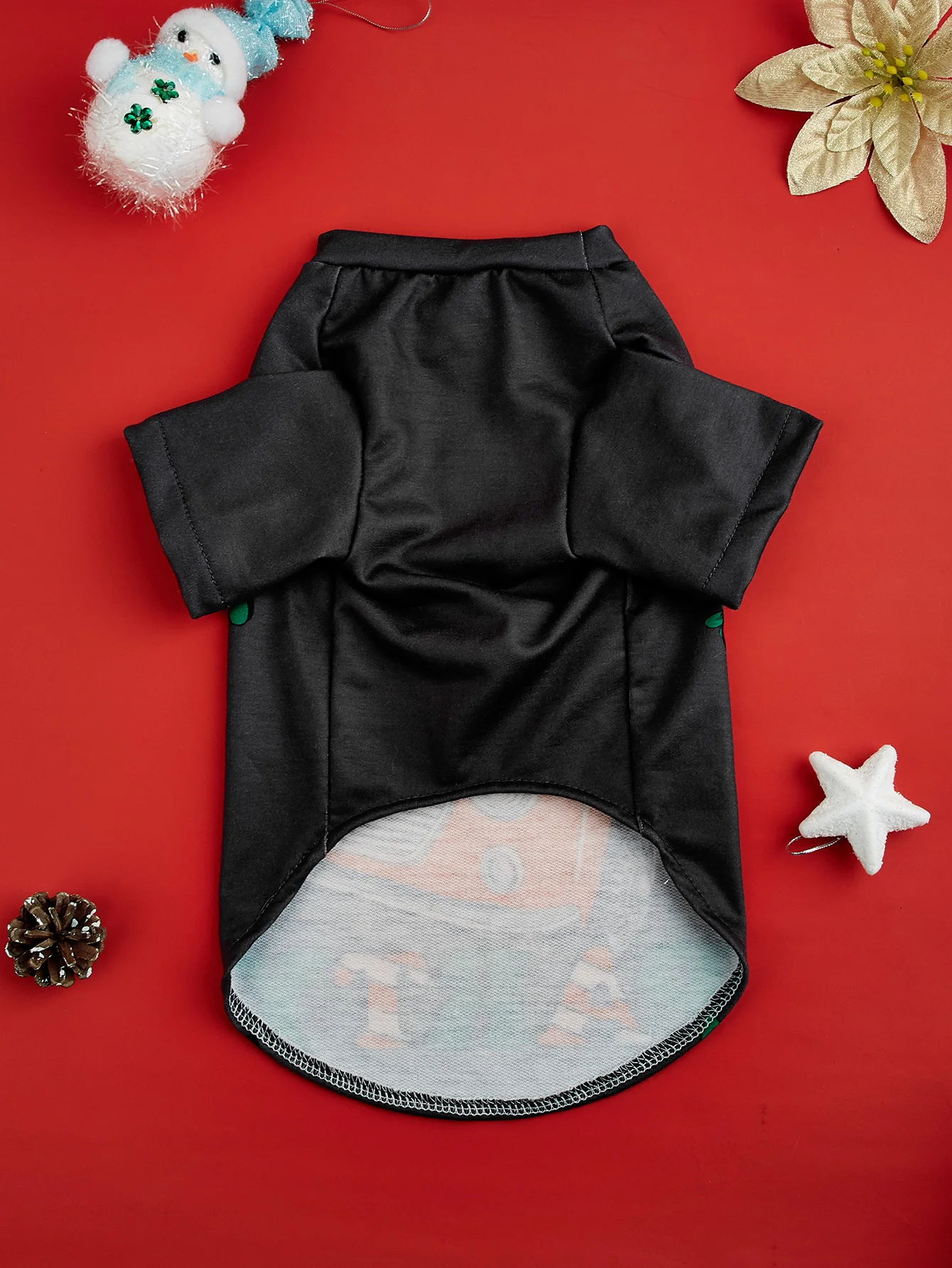 Ropa de perro para perros pequeños, camiseta divertida de Papá Noel, disfraz de alce, pijama de cachorro con patrón de letras de fiesta de latidos - imagen 4