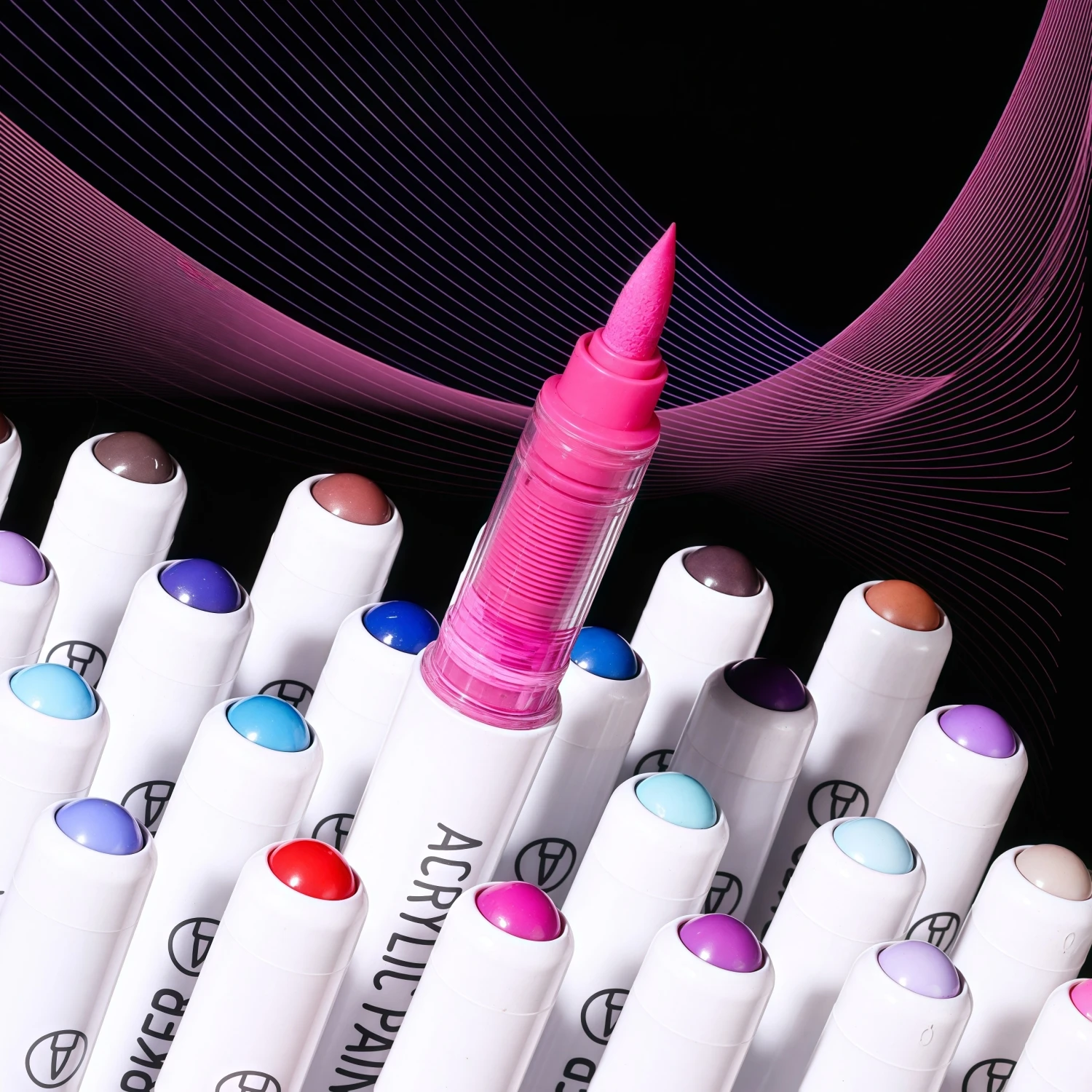 Rotuladores de pintura acrílica con control automático de tinta, con caja de almacenamiento en capas, bolígrafos de pintura acrílica con punta de pincel para pintura rupestre, cerámica, - imagen 3