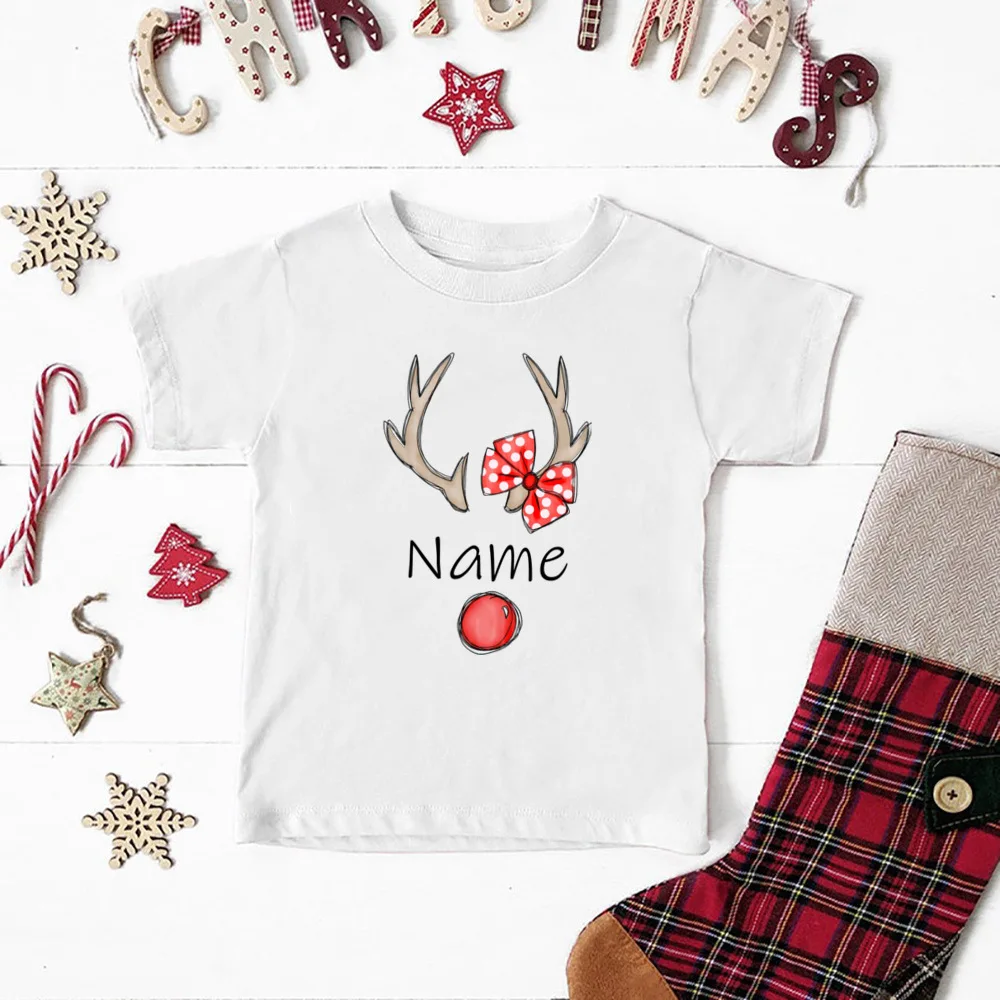 Camiseta de Navidad personalizada para niños, camisa con nombre personalizado, ropa para niños y niñas, camisetas para niños, regalo de fiesta de Navidad para niños - imagen 3