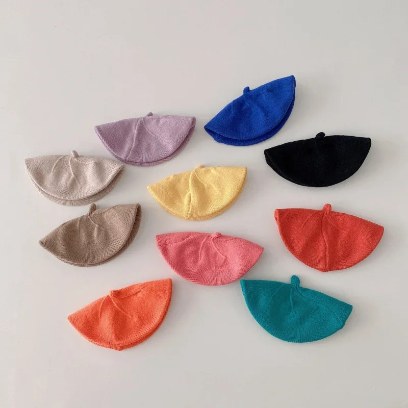 Boina tejida a la moda para bebé, sombreros multicolores para niños, accesorios de estilo para otoño e invierno, gorro de pintor Hipster para niñas y niños - imagen 4